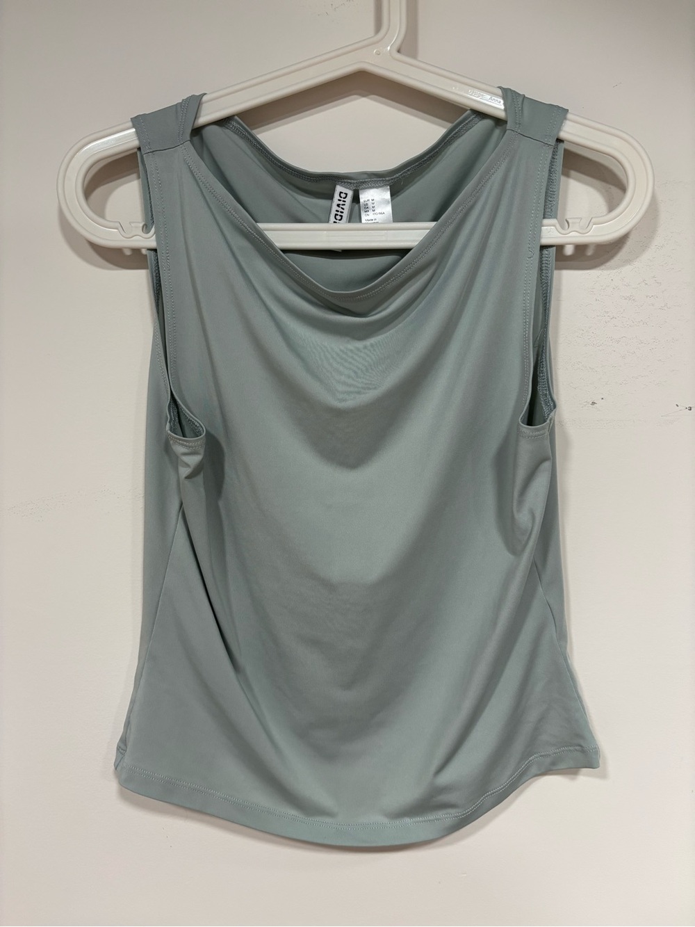 DIVIDED Light Sage Draped Neck Tank Top